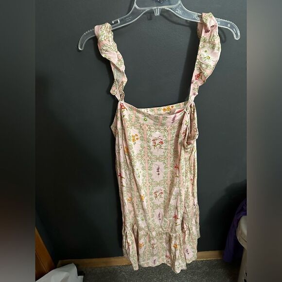 Agua Bendita Women's Dainty Floral Tile Print Flutter Sleeve Mini Dress NWT XXL - Picture 4 of 11